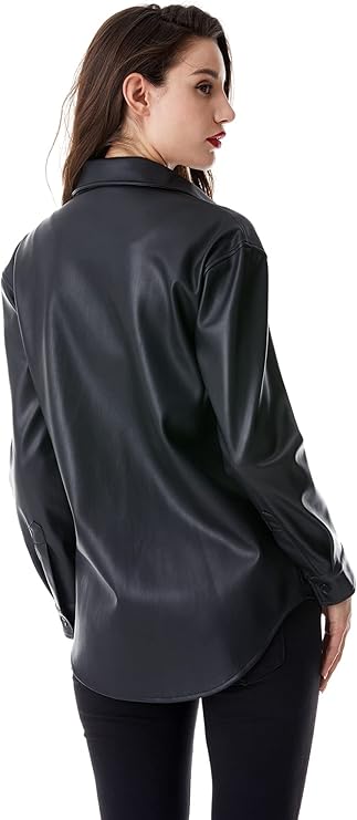 Blcak leather shirt