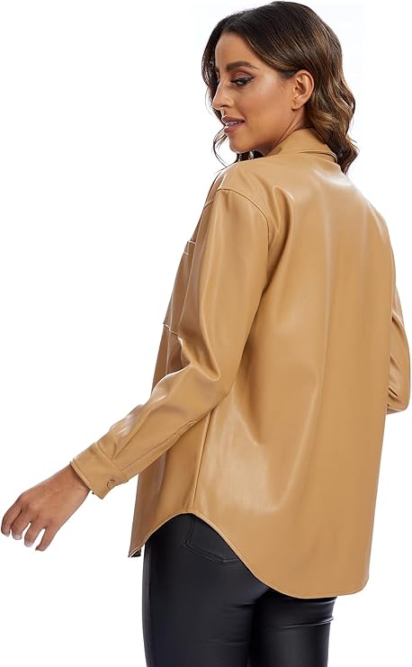 Skin leather shirt