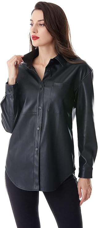 Blcak leather shirt