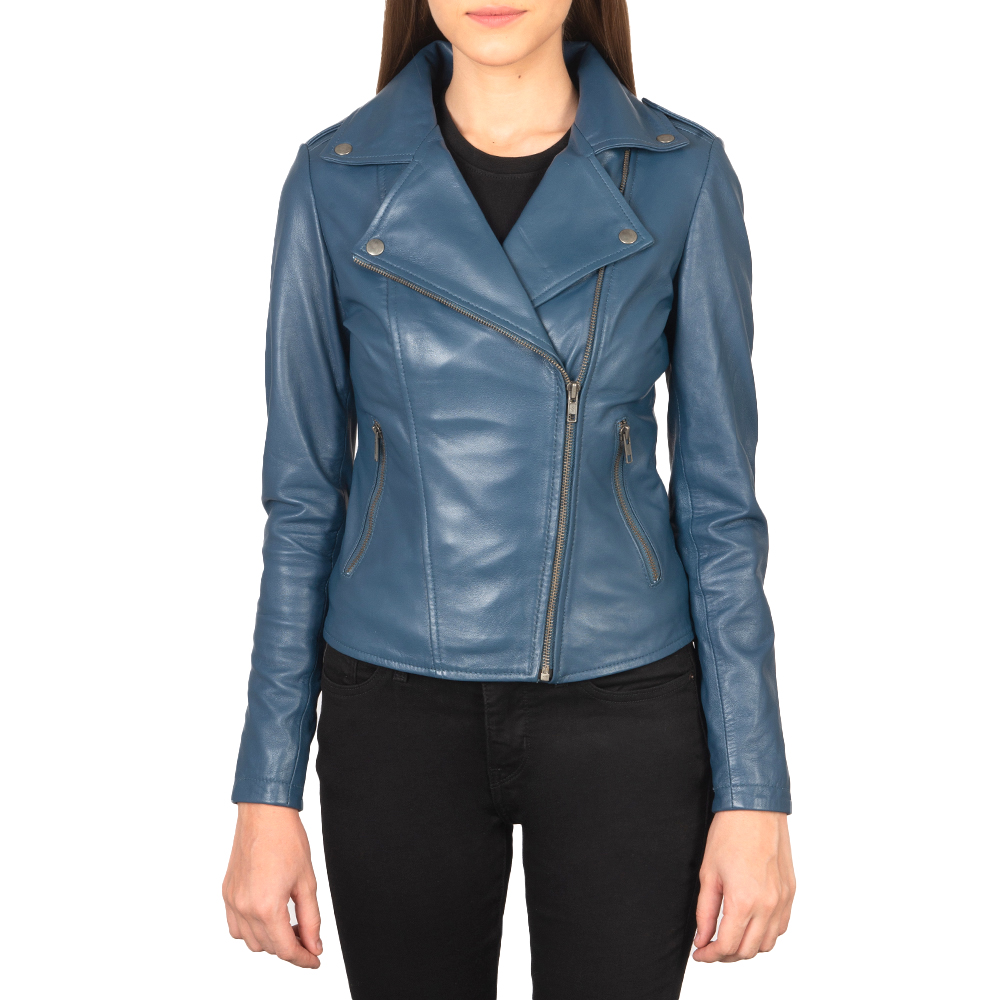 Navy Blue Women Biker Jacket