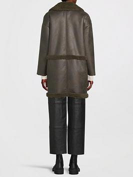 Shearling Coat Black -Green fur