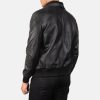Air Rolf Black Leather Bomber Jacket - Image 2