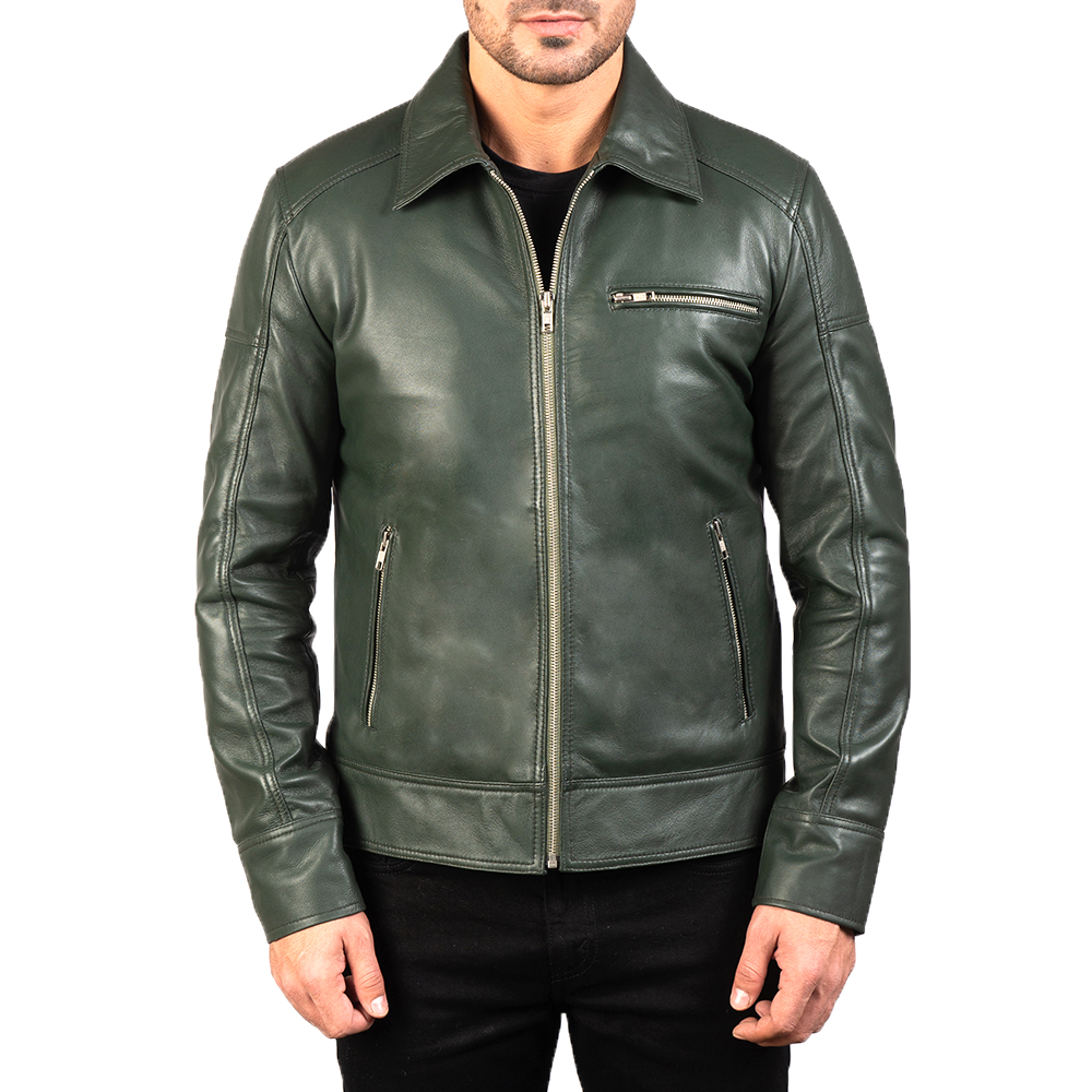 Ionic Green Leather Biker Jacket