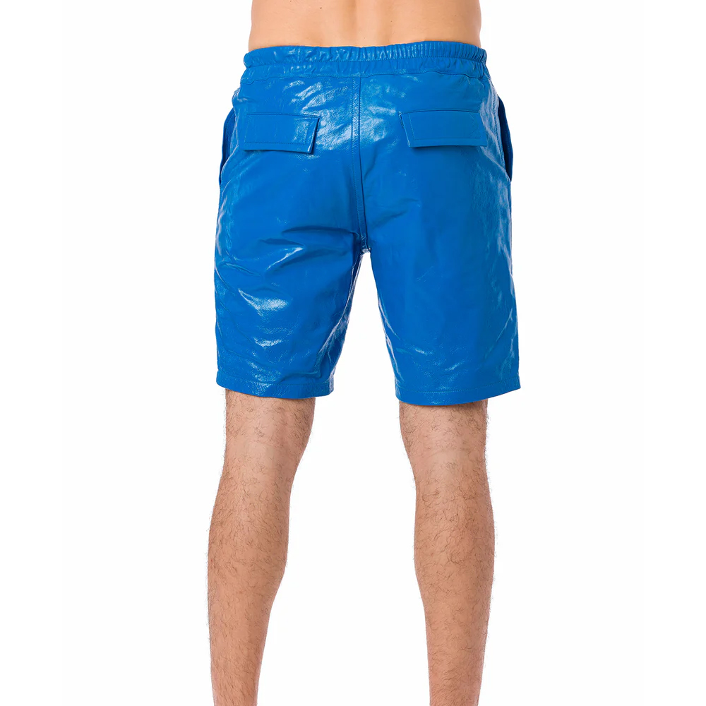 Blue Leather Shorts