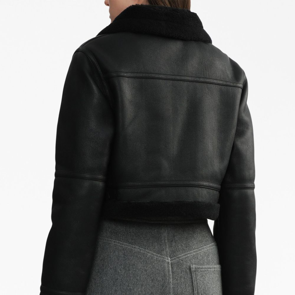 Women Black Pilot Aviator Flight B3 Shearling