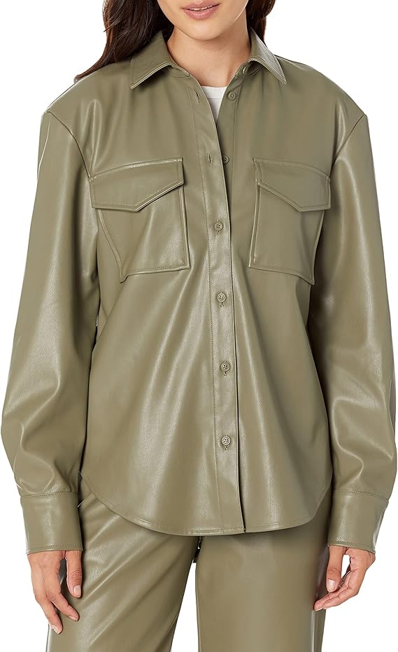 Blcak leather shirt