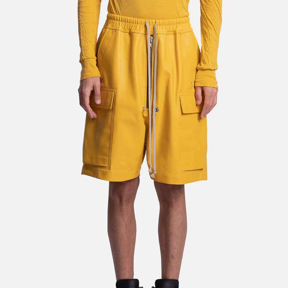 Leather Cargobela Shorts in Lemon