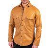 Sandalwood Lambskin Leather Button-Up Shirt For Men
