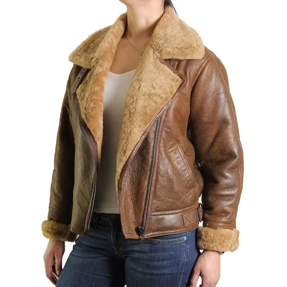 Women’s Brown Real Sheepskin Leather Jacket
