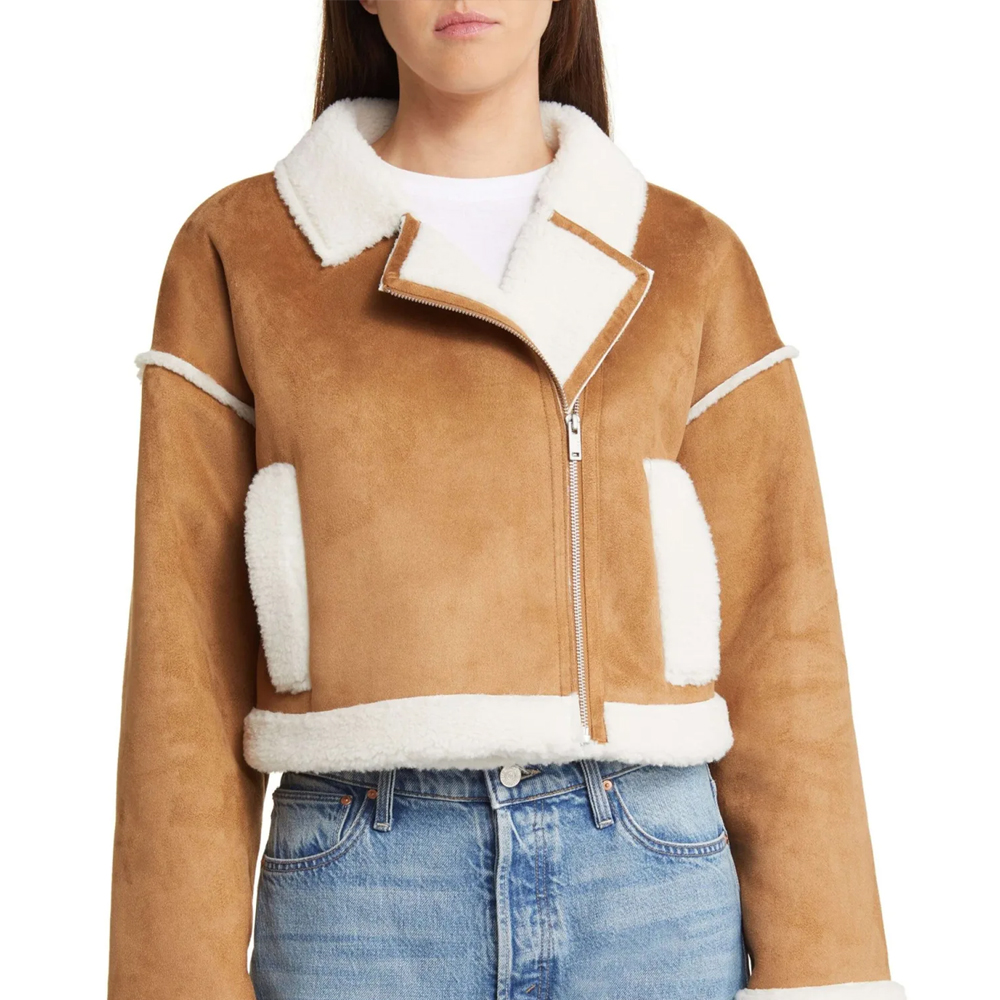 Women’s Faux Shearling & Brown Leather Jacket